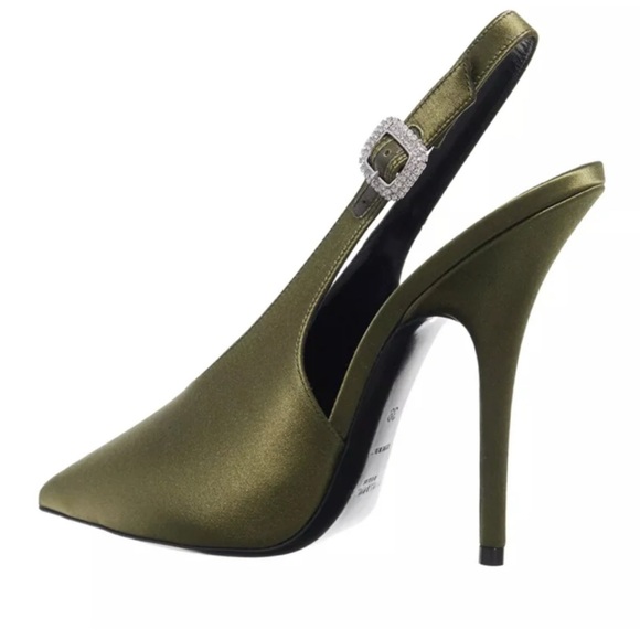Saint Laurent Green Pointed-Toe Heels - Picture 3 of 7